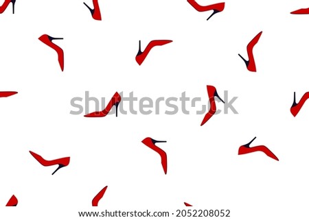 red women's shoes with heels on a white background vector illustration seamless pattern Сток-фото © 