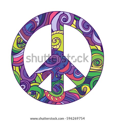 symbol of peace , vector icon. purple peace sign filled with pattern. Pacific.