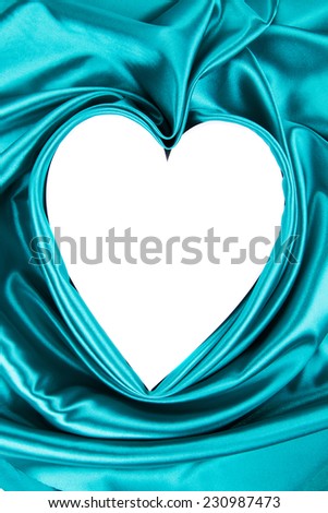 White heart of blue silk. Texture. Whole background.