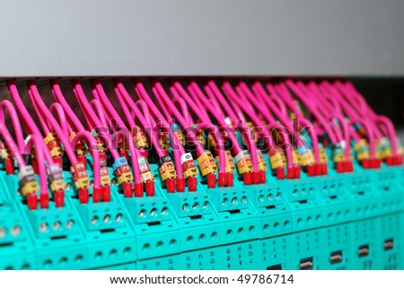 Part of industrial control panel (circuit board) close-up