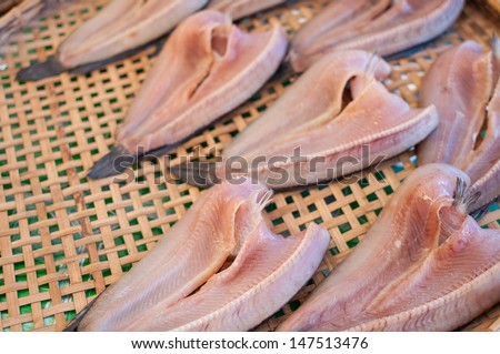 Various types of dried fish sold in the market