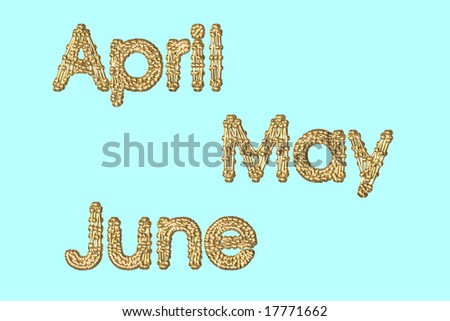 Perfectly Isolated Month-Names April, May And June On Blue Background ...