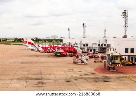 BANGKOK - August 30 : Don Mueang International Airport on August 30,2014 in Thailand.Air Asia is one of airlines in Don Mueang International Airport Bangkok, Thailand