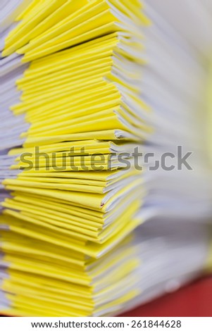Pile of business paper file,yellow paper