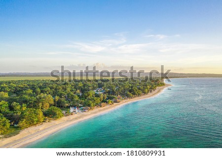 Similar – Image, Stock Photo Drone view of coast with cliffs