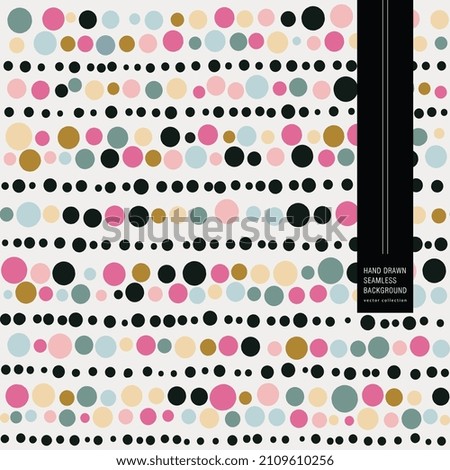 Artistic abstract geometric dot seamless hand drawn pattern. Horizontal dotted lines. Stylish trendy cute colorful texture. Design template for print, graphic or web.
