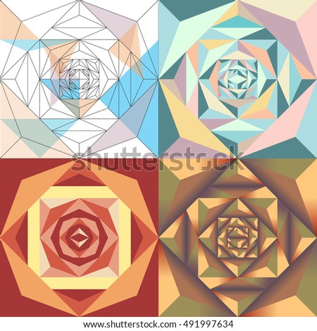 Abstract geometric triangle decorative color combination graphic illustration set