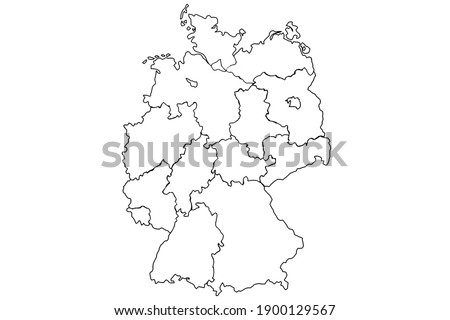 Germany map and federal states map vector transparent
