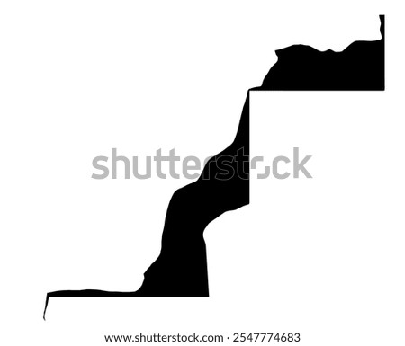 A contour map of Western Sahara. Vector graphic illustration on a transparent background with black country's borders