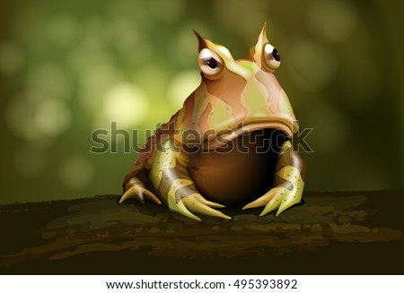 horned frog realistic vector illustration