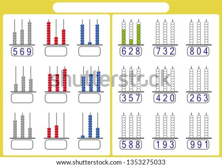 kids learn numbers with abacus, math worksheet for children