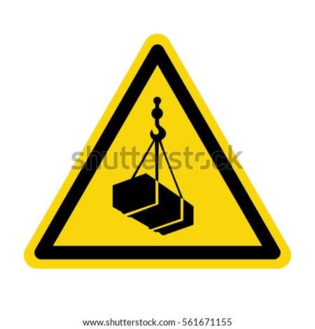 Warning sign for crane, vector, Illustration