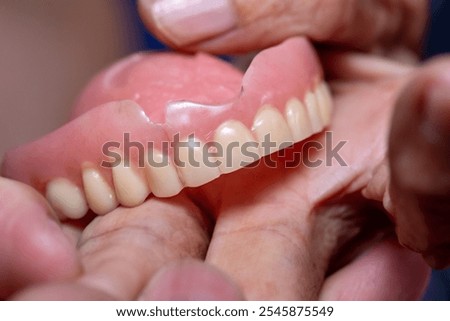 Similar – Image, Stock Photo Closeup of a denture