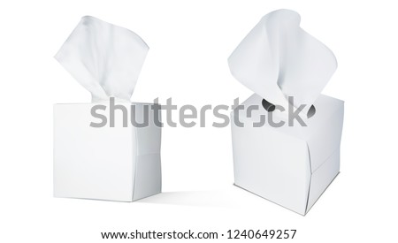 Realistic Paper Napkin Box Isolated On White Background Set. EPS10 Vector