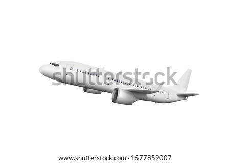 3D White Abstract Airliner Take Off On White Background. EPS10 Vector