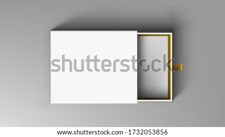 Realistic Package Cardboard Sliding Open Gift Box On Grey Background. EPS10 Vector