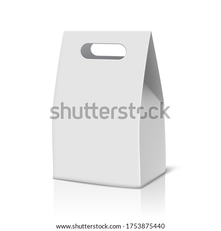 White Blank Carton Bread Packaging Paper Bag. EPS10 Vector