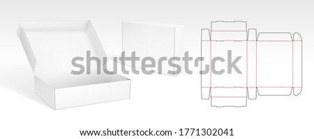 Box With Flip Lid Packaging Die Cut Template Design. 3D Mock Up. EPS10 Vector ストックフォト © 