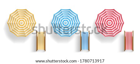 Similar – Image, Stock Photo Sunshade and deck chairs on a beach in Mauritius