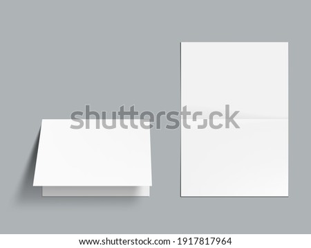 3D Horizontal Half-fold Blank White Brochure Template. EPS10 Vector Foto stock © 