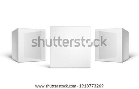 3D Glossy Cardboard Packaging Boxes On White. EPS10 Vector