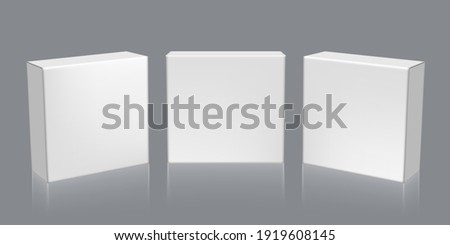 3D White Clear Mini Boxes Packaging. EPS10 Vector