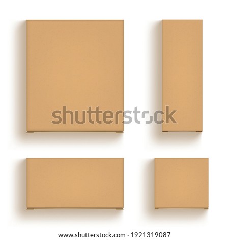 3D Brown Cardboard Craft Box Isolated On White. EPS10 Vector