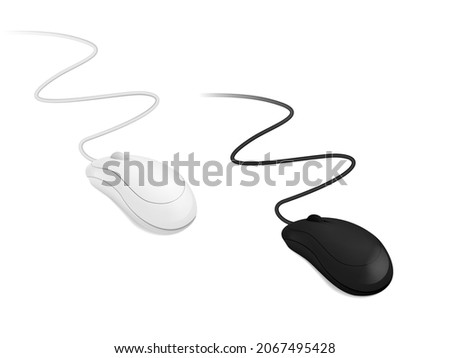 3D Abstract Simple White And Black Computer Mouses. EPS10 Vector