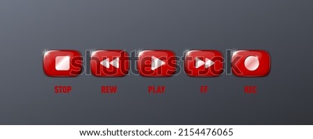 3D Realistic Glossy Glass Video Recorder Buttons. EPS10 Vector