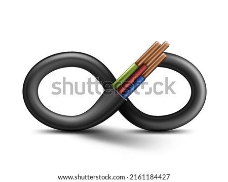 3D Infinity Shape Flexible Copper Wire Electrical Cable Isolated On White Background. EPS10 Vector Foto stock © 