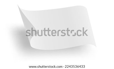 3D Blank Fly Paper Sheet With Curled Corner. EPS10 Vector