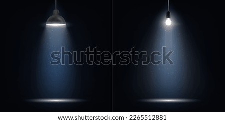 3D Ceiling Lamp Spotlight In Dark Room. EPS10 Vector