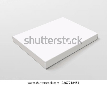 3D White Flat Slim Box Isolated On White Background. EPS10 Vector