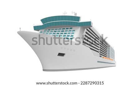 3D Big White Cruise Liner Perspective View. EPS10 Vector