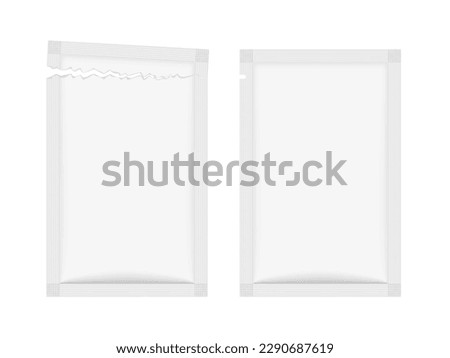 Open And Close White Clear Sachet Package. EPS10 Vector