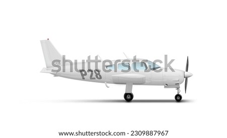 Small Modern Business Or Personal Airplane On Runway. EPS10 Vector