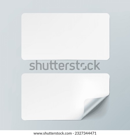 Realistic White Round Corner Paper Adhesive Cards. EPS10 Vector