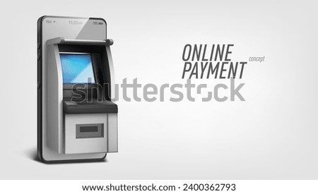 3D ATM Machine On Smartphone. Shopping Online Payment Concept. EPS10 Vector