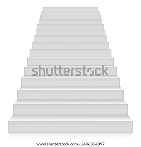 3D White Staircase Isolated On White. Front View. EPS10 Vector