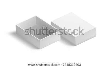 3D Open And Close Clear Empty White Cardboard Package Box. EPS10 Vector