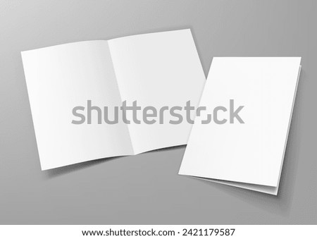 Realistic Blank A4 Half-fold Brochure Mock Up Template. EPS10 Vector