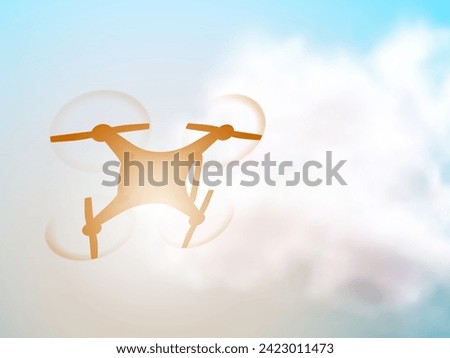 3D Silhouette Of Drone Take Off In The Sky. EPS10 Vector