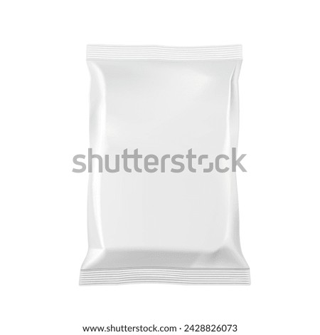 White Blank Plastic Snack Bag Packaging Isolated On Gray. EPS10 Vector