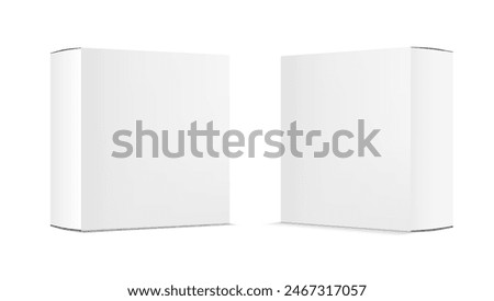 Two Blank Cardboard Packaging Boxes Mockup Isolated On White Background. EPS10 Vector