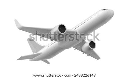 3D White Glossy Commercial Jet Airplane Take Off. EPS10 Vector