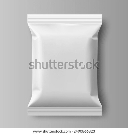 White Blank Plastic Metallic Foil Bag Mockup Template. EPS10 Vector