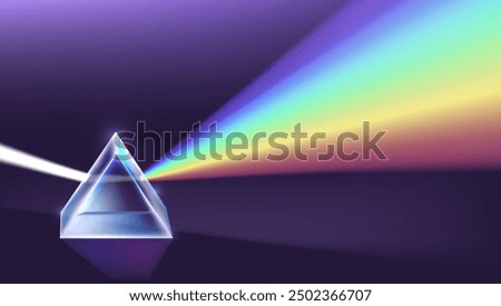 Light Passing Through a Triangular Prism. Physics Illustration Template. EPS10 Vector