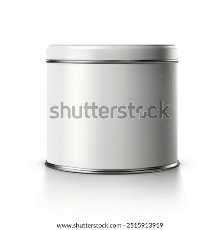 Blank White Small Round Tin Can Container Mockup. EPS10 Vector