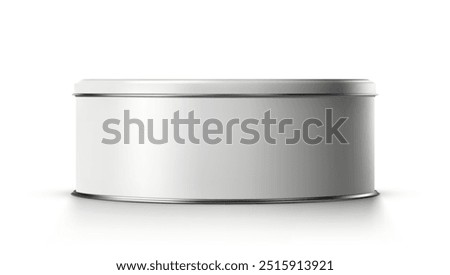 Blank White Small Round Tin Can Container Mockup. EPS10 Vector