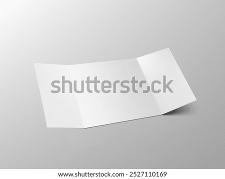 3D Open Blank Trifold Paper Booklet With Shadow. EPS10 Vector